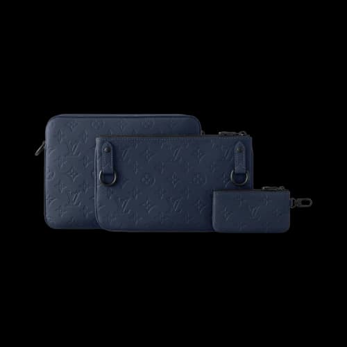 Louis Vuitton Trio Messenger 'Navy Blue Monogram Shadow Embossed Calf Leather'