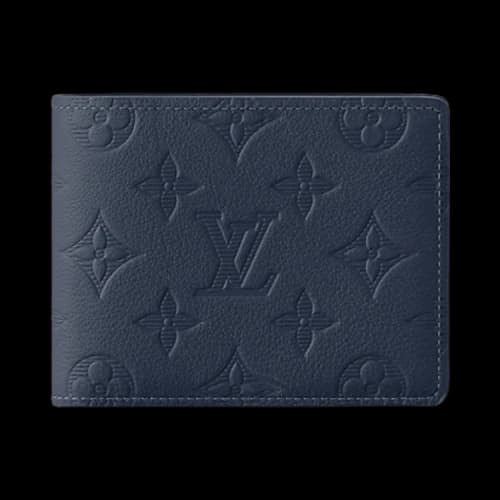 Louis Vuitton Multiple Wallet 'Navy Blue Monogram Shadow Embossed Calf Leather'