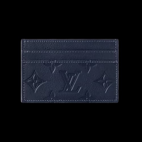 Louis Vuitton Double Card Holder 'Navy Blue Monogram Shadow Embossed Calf Leather'