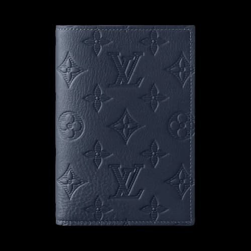 Louis Vuitton Passport Cover 'Navy Blue Monogram Shadow Embossed Calf Leather'