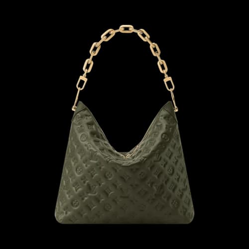 Louis Vuitton Coussin Hobo MM 'Dark Puffy Khaki Monogram Calf Leather'