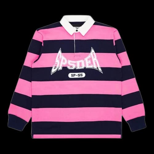 Sp5der T&F Patch Rugby Shirt 'Pink/Navy'