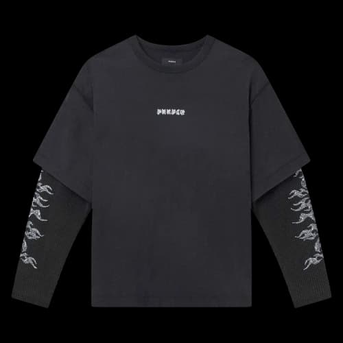 PURPLE BRAND Textured Jersey Padded Tee 'Black'