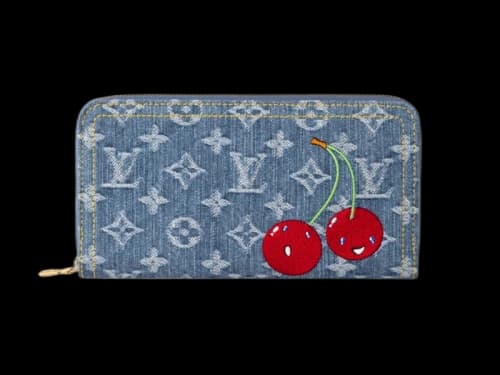 Louis Vuitton x Takashi Murakami Cherry Zippy Wallet Denim Monogram