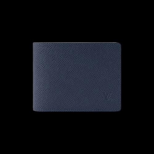 Louis Vuitton Multiple Wallet 'Navy Blue/Acajou Brown Taiga Cowhide Leather'