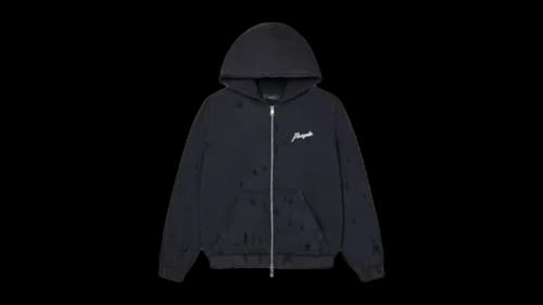Purple Brand Script Zip Up Hoodie Black