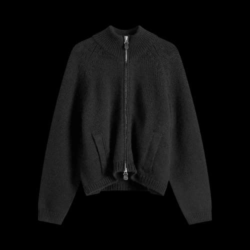Our Legacy Ultra Zip Wool Funnel Neck Cardigan 'Black'