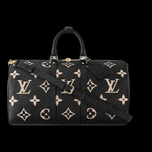 LOUIS VUITTON Keepall Bandouliere 45 Monogram Empreinte Leather 'Black Beige'