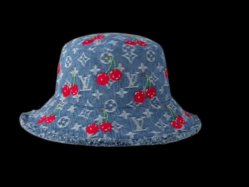 Louis Vuitton x Takashi Murakami Denim Cherry Bucket Hat Monogram Denim