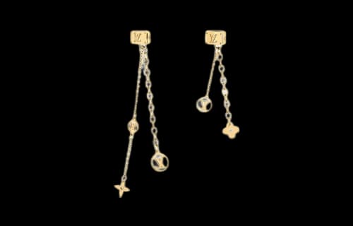 Louis Vuitton Nanogram Earphone Earrings Gold