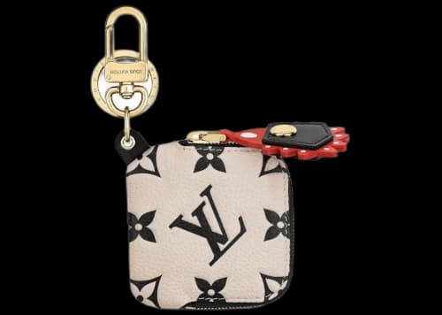 Louis Vuitton Crafty Square Pouch Bag Charm and Key Holder Cream/Red