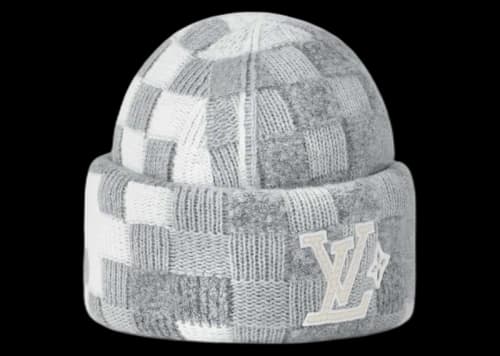 Louis Vuitton LV Crush Damoflage Pearls Beanie Light Gray