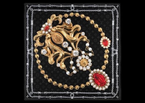 Louis Vuitton LV Dynasty Brooch Silk Square Black