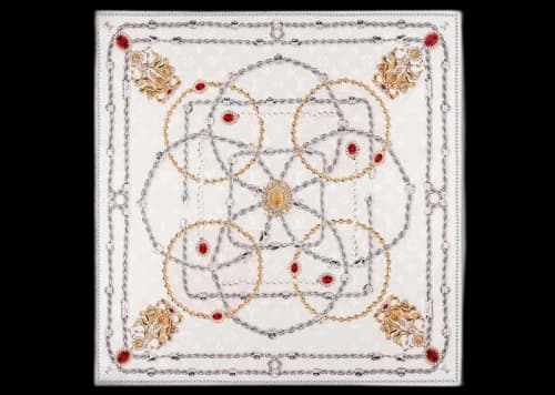 Louis Vuitton LV Dynasty Pearls Silk Square White