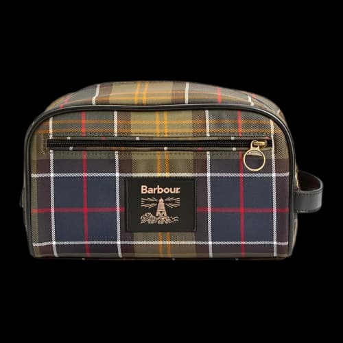Barbour plaid zip-top wash bag