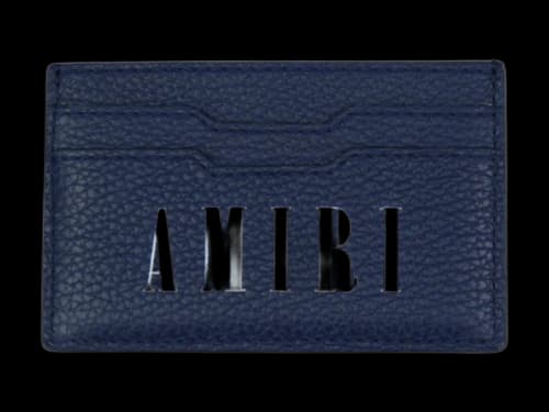 AMIRI Logo Leather Card Holder Navy