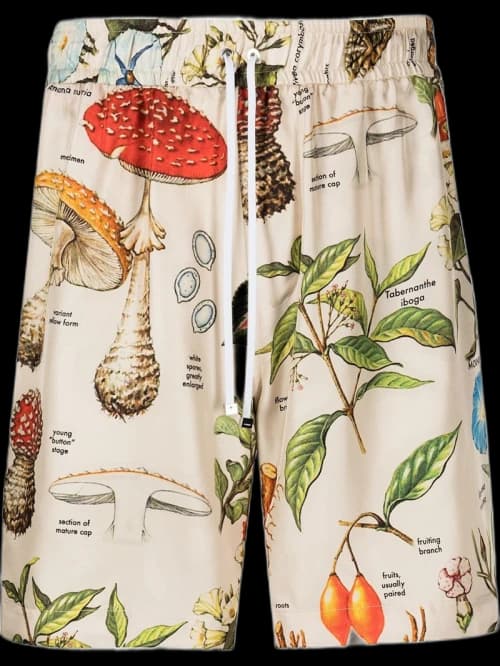 AMIRI Psychedelic Mushroom Silk Shorts Natural