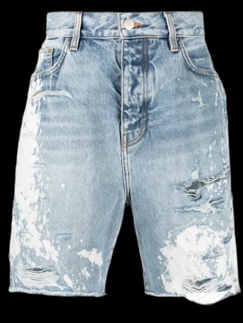 AMIRI Bleached Distressed Painter Shorts Clay Indigo