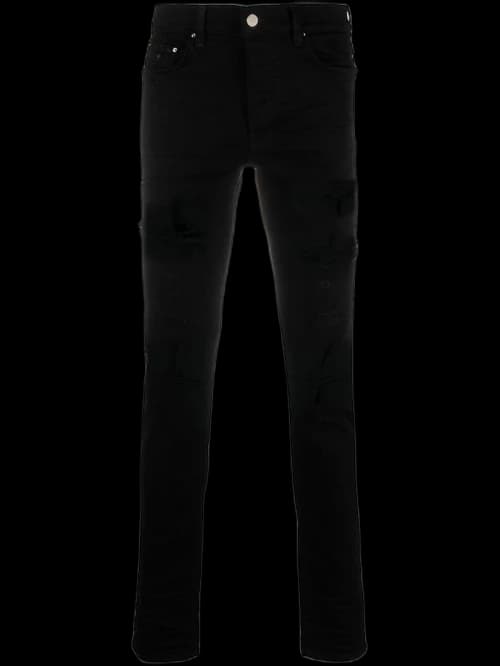 AMIRI Distressed Mid-Rise Skinny Jeans Black