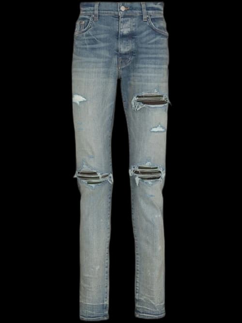 AMIRI Ripped Distressed Skinny Jeans Clay Indigo