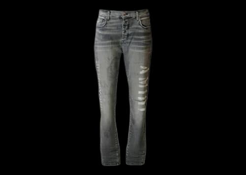 AMIRI All Over Pattern Washed Denim Jeans Grey