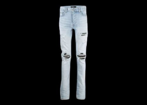 AMIRI Distressed Effect Washed Slim Denim Jeans Blue