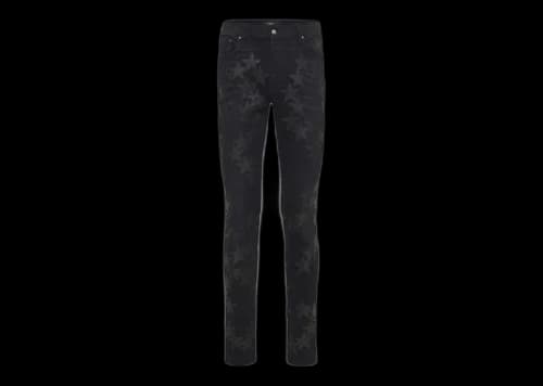 AMIRI Chemist Leather Star Aged Jeans Black