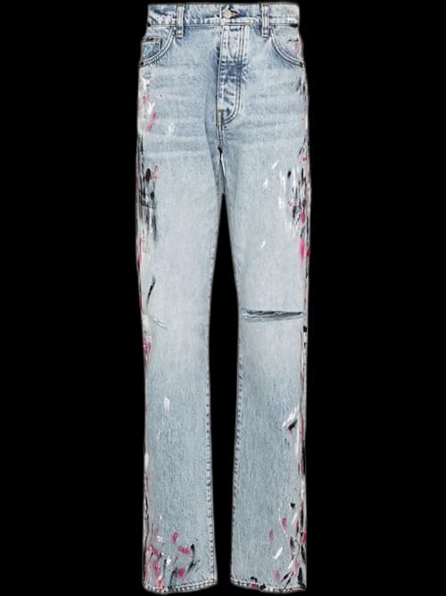 AMIRI Paint Splatter Straight Leg Jeans Blue/Multi
