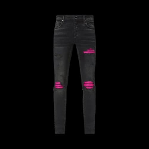 Amiri MX1 Cracked Leather Jean 'Aged Black/Pink'
