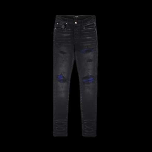 Amiri Plaid MX1 Straight Fit Jeans 'Aged Black/Blue'