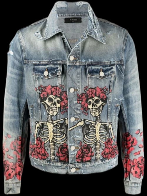 AMIRI Grateful Dead Distressed Denim Jacket Blue