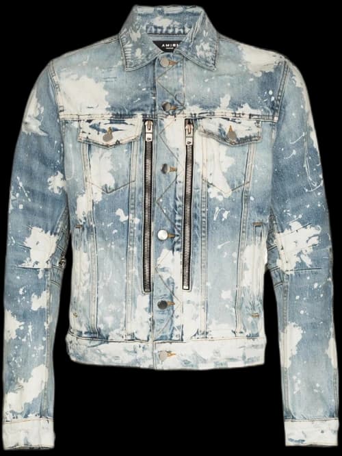 AMIRI MX2 Trucker Bleached Denim Jacket Blue