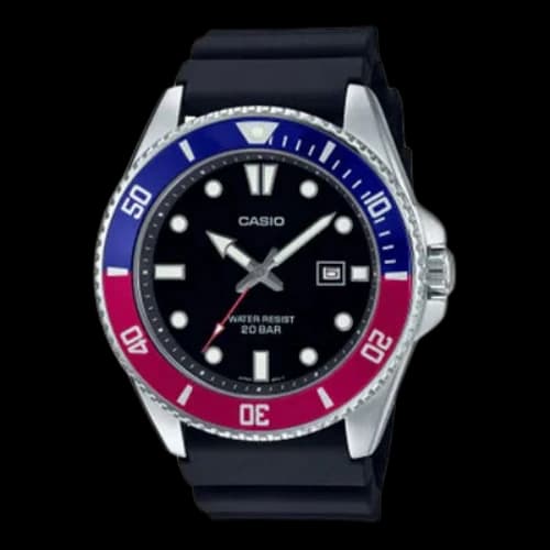 CASIO Quartz Watch 200m Waterproof Resin Strap Blue Red Watch Mens