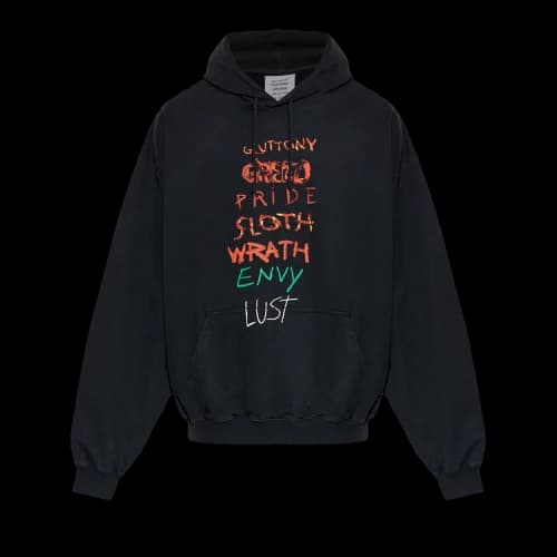 Vetements 7 Sins Hoodie 'Washed Out Black'