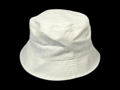 MCM Cubic Logo Denim Jacquard Bucket Hat White