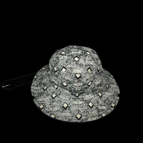 MCM Vintage Stud O Monogram Jacquard Bucket Hat Grey
