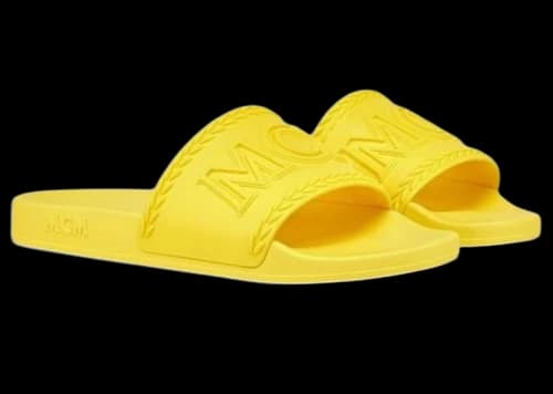 MCM Big Logo Rubber Slides Yellow (Women's)