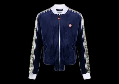 Casablanca Laurel Velour Tracksuit Top Navy Blue