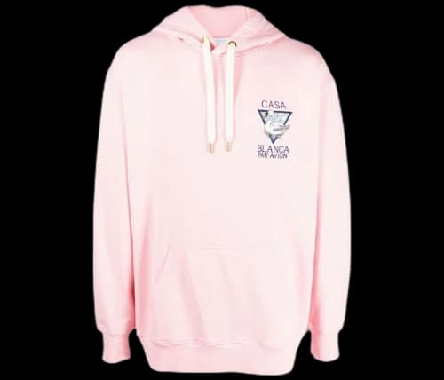 Casablanca Logo Print Pullover Hoodie Rose Pink