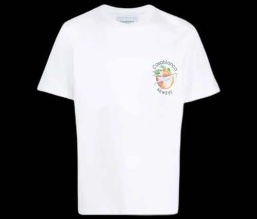 Casablanca Orbite Autour De L'Orange-Print Short Sleeve T-shirt White