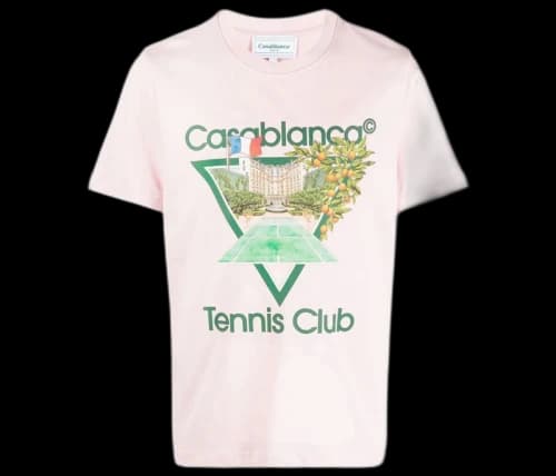 Casablanca Graphic Print Short Sleeve T-shirt Light Pink