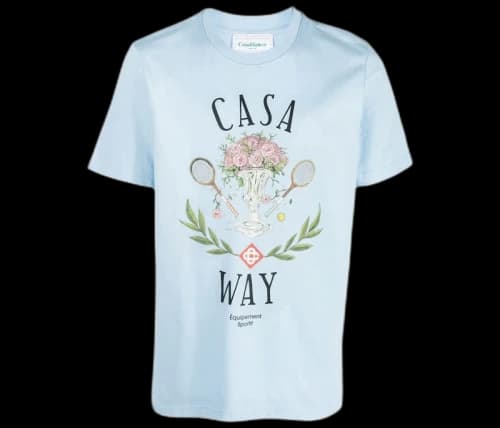 Casablanca Casa Way Print Organic Cotton T-shirt Light Blue