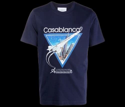 Casablanca Aiiiiir Print Organic Cotton T-shirt Navy