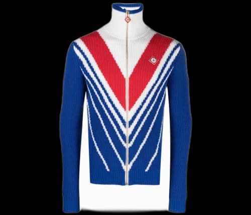 Casablanca Chevron Zip Up Jumper Blue