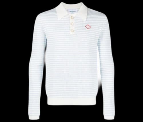 Casablanca Striped Polo Shirt Blue/White
