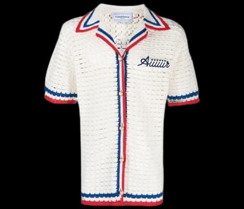 Casablanca Logo Patch Knitted Shirt White