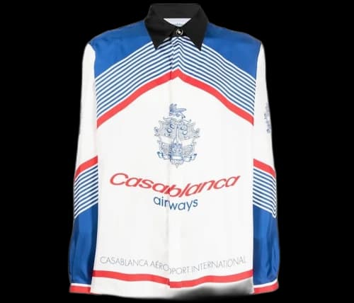 Casablanca Airways Silk Long Sleeved Shirt White/Multicolour