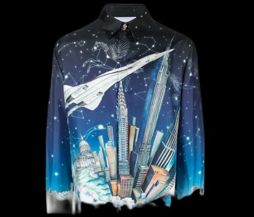 Casablanca Graphic Print Silk Long Sleeved Shirt Multicolour