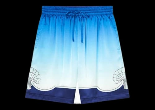 Casablanca Place Vendome Silk Shorts Blue Gradient