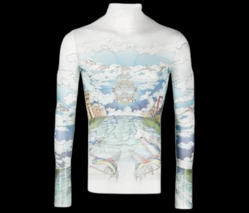 Casablanca Illustrative Style Print Roll Neck Top Multicolour